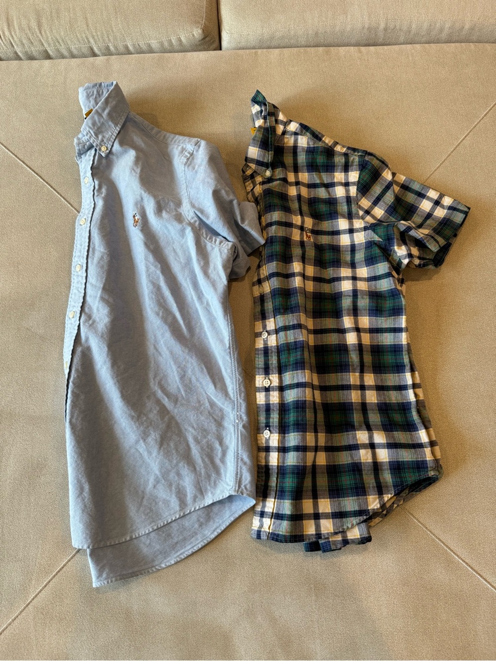 Polo by Ralph Lauren Men’s Lt Blue & Green Plaid Short-Sleeve Button-Down Shirts